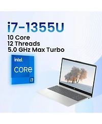 Hp Essential 15.6" Laptop, Intel Core i7-1355U, 16GB Ram, 512GB Ssd, Intel Iris Xe Graphics, Fhd 60Hz Display, Windows 11 Home, Silver