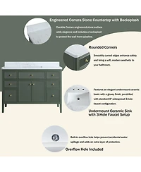 Casainc Fully Assembled 48" Freestanding Single Sink Bathroom Vanity with Solid Wood Construction and Engineered Marble Top