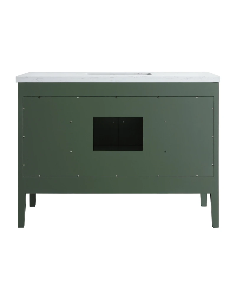 Casainc Fully Assembled 48" Freestanding Single Sink Bathroom Vanity with Solid Wood Construction and Engineered Marble Top