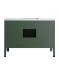 Casainc Fully Assembled 48" Freestanding Single Sink Bathroom Vanity with Solid Wood Construction and Engineered Marble Top