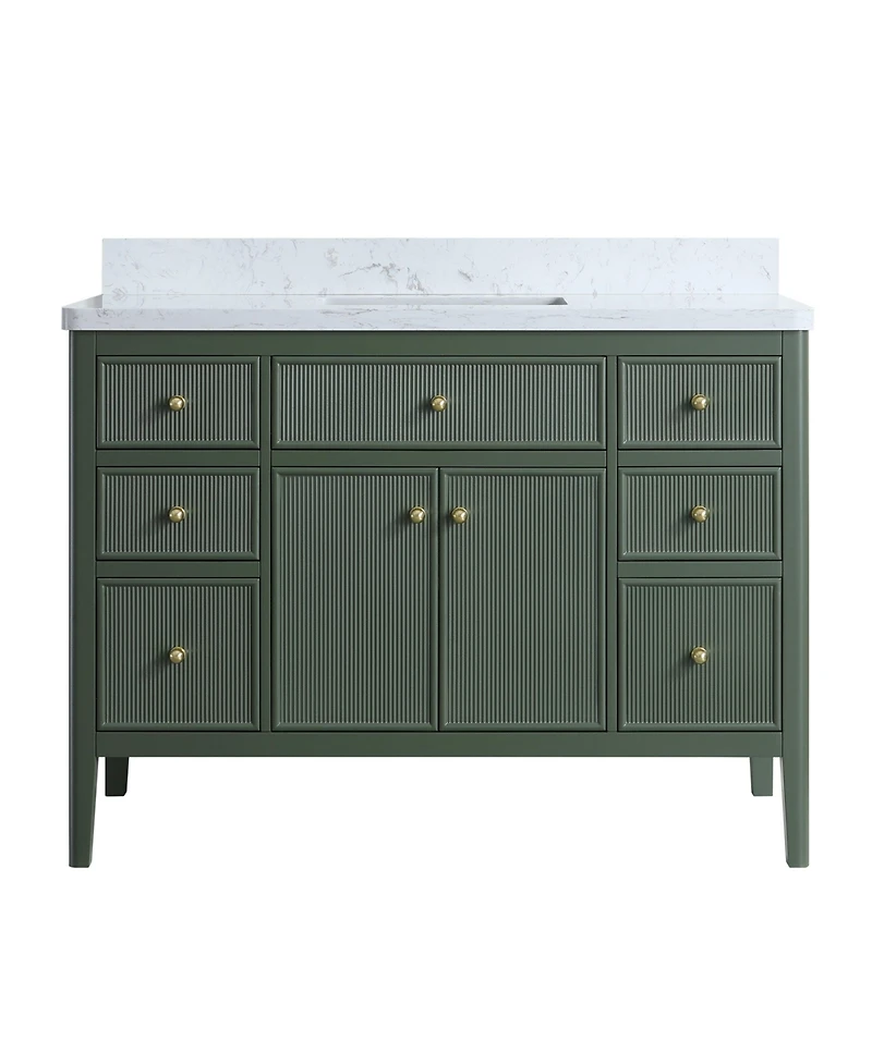 Casainc Fully Assembled 48" Freestanding Single Sink Bathroom Vanity with Solid Wood Construction and Engineered Marble Top