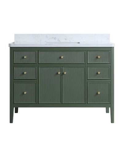 Casainc Fully Assembled 48" Freestanding Single Sink Bathroom Vanity with Solid Wood Construction and Engineered Marble Top