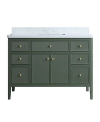 Casainc Fully Assembled 48" Freestanding Single Sink Bathroom Vanity with Solid Wood Construction and Engineered Marble Top
