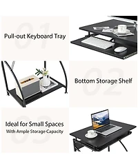 Mecale 27.5 Inch Laptop Table Computer Desk for Small Spaces with Pull-out Keyboard Tray