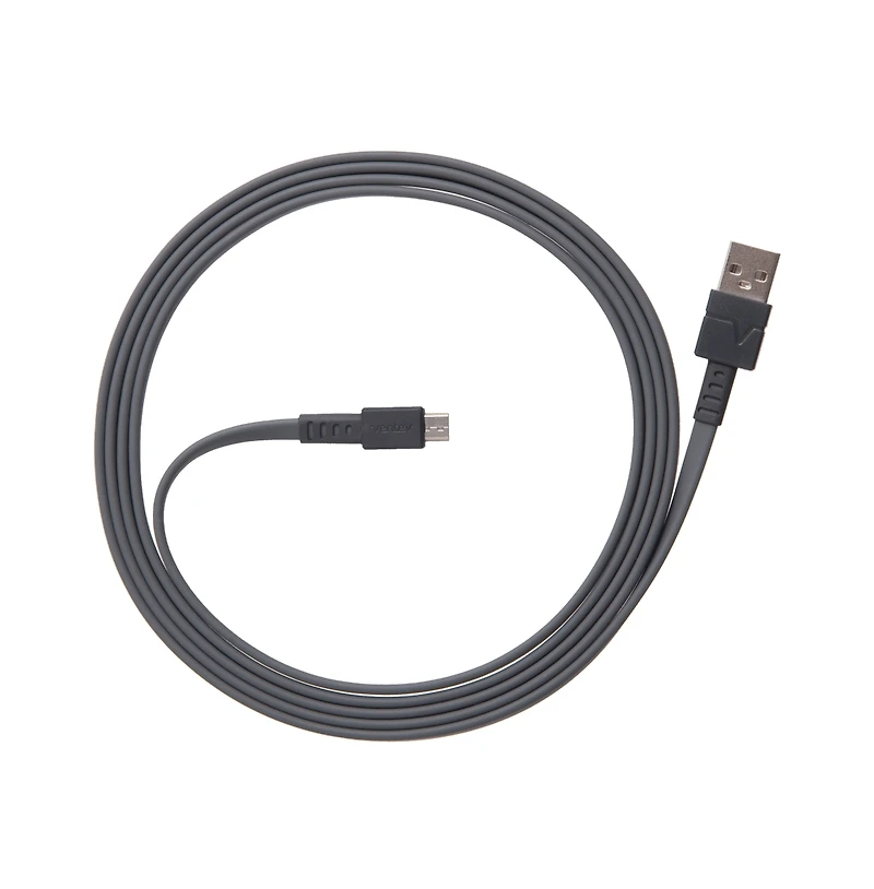 Ventev Flat Usb A to Micro Usb High Speed Tangle-Free 6 Foot Cable-Gray