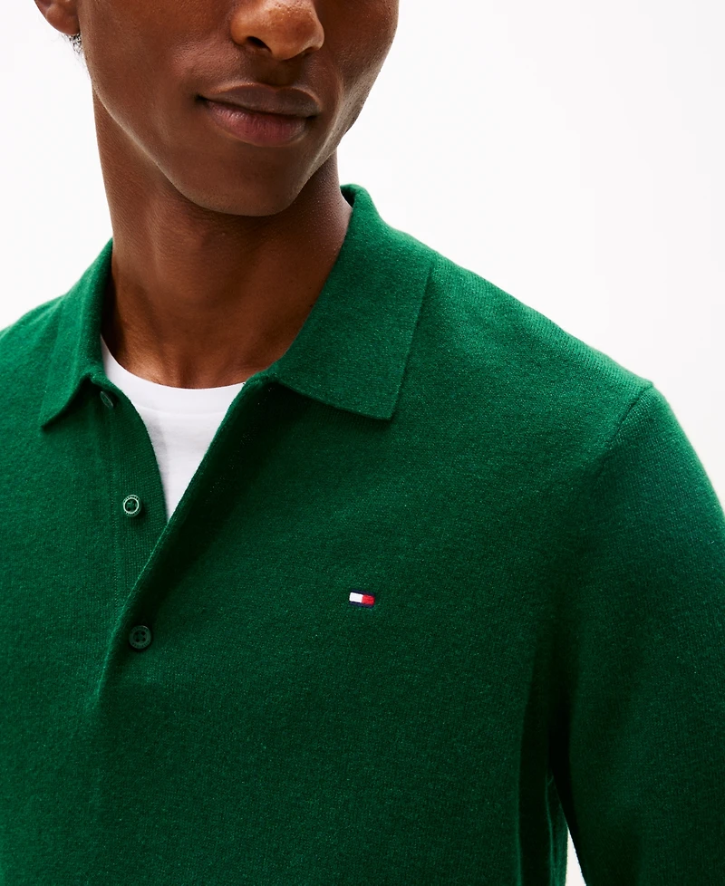 Tommy Hilfiger Men's Long-Sleeve Polo Cotton Cashmere Sweater