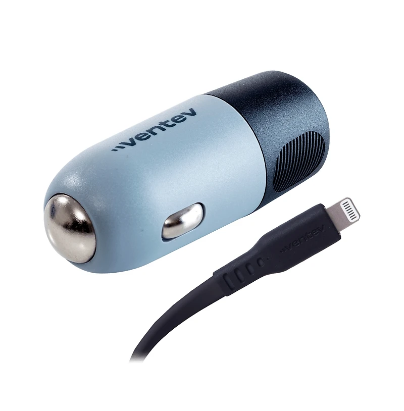 Ventev 20W Ultrafast Usb C Universal Car Charger and Usb C to Apple Lightning Cable-Gray