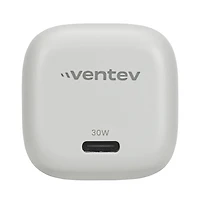 Ventev 30W Ultrafast Usb C Mini GaN Wall Charger and Usb C to Usb C Cable-White