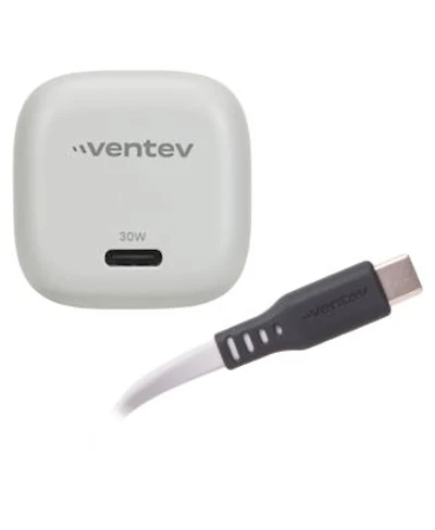 Ventev 30w Ultrafast Usb C Mini Gan Wall Charger Usb C To Usb C Cable White