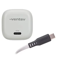 Ventev 30w Ultrafast Usb C Mini Gan Wall Charger Usb C To Usb C Cable White