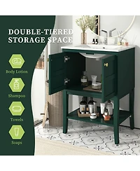 Casainc 24" Bathroom Vanity Cabinet with Sink Top, Modern Storage Cabinet with 2 Doors, Single Basin Unit