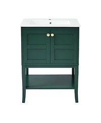 Casainc 24" Bathroom Vanity Cabinet with Sink Top, Modern Storage Cabinet with 2 Doors, Single Basin Unit