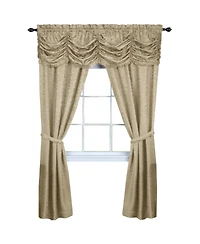 Kate Aurora Jacquard Damask Curtains With An Attached Austrian Valance & Tiebacks
