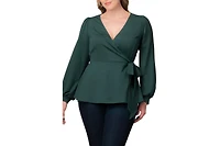 Kiyonna Plus Natasha Long Sleeve Wrap Top