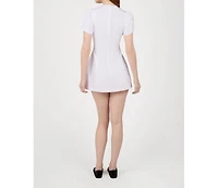 Puff Sleeve Peplum Mini Dress