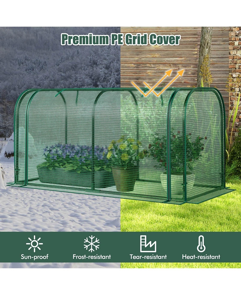 Costway Wood Raised Garden Bed with Greenhouse Cover Mini Portable Kit