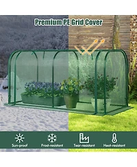 Costway Wood Raised Garden Bed with Greenhouse Cover Mini Portable Kit