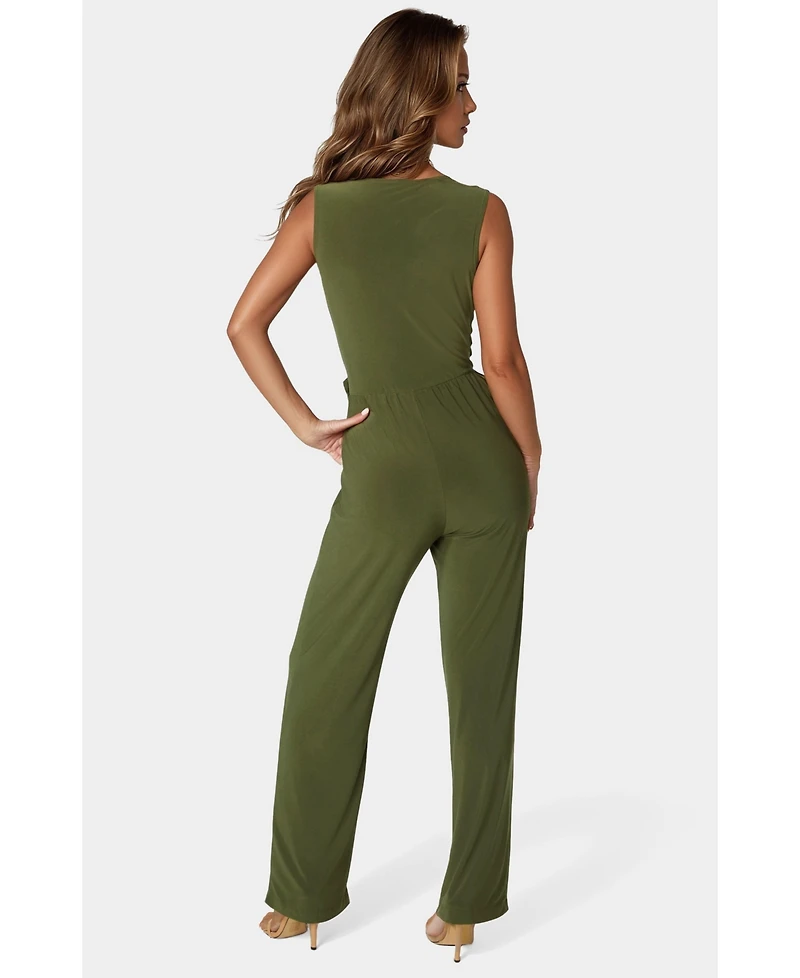 Bebe Women's Jersey Wrap Tie Jumpsuit