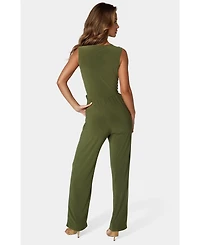 Bebe Women's Jersey Wrap Tie Jumpsuit