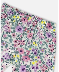 Deux par Baby Girls Cotton Off-White Top and Muslin Pants Set