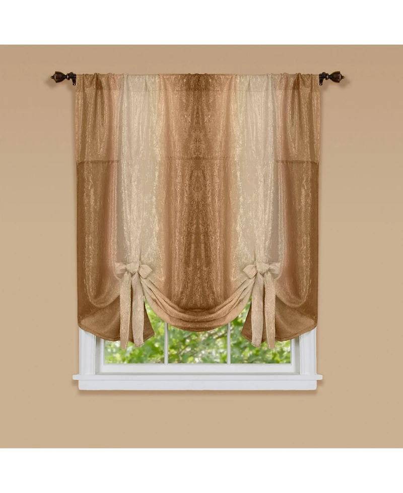 GoodGram Ombre Crushed Satin Sheer Single Window Curtains & Valances - 50 in. W x 63 L Tie Up Shade