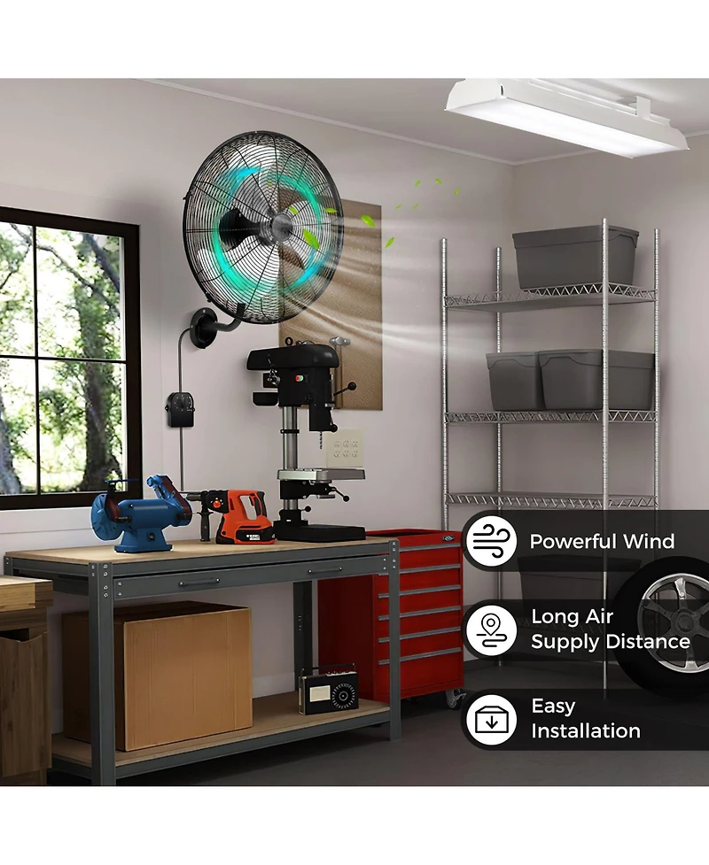 Mecale 20 Inch Wall Mount Fan with 3 Fan Speeds and Adjustable Tilt Head