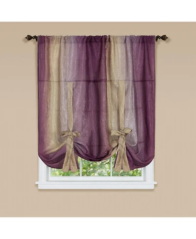 GoodGram Ombre Crushed Satin Sheer Single Window Curtains & Valances - 50 in. W x 63 L Tie Up Shade