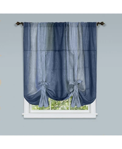 GoodGram Ombre Crushed Satin Sheer Single Window Curtains & Valances - 50 in. W x 63 L Tie Up Shade