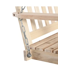Flynama 2-Seater Hanging Porch Swing Outdoor Patio Swing Chair Seat with Slatted Build and Chains, 440lbs Weight Capacity