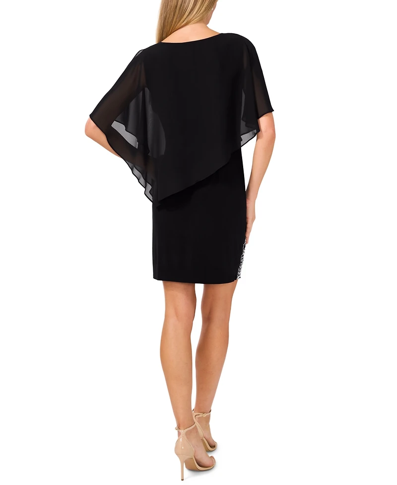 Msk Women's Cape-Overlay Cocktail Dress