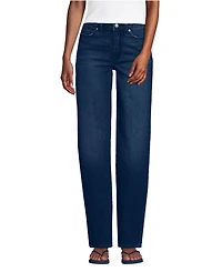 Lands' End Women's Soft Denim Mid Rise Relaxed Straight Leg Jeans