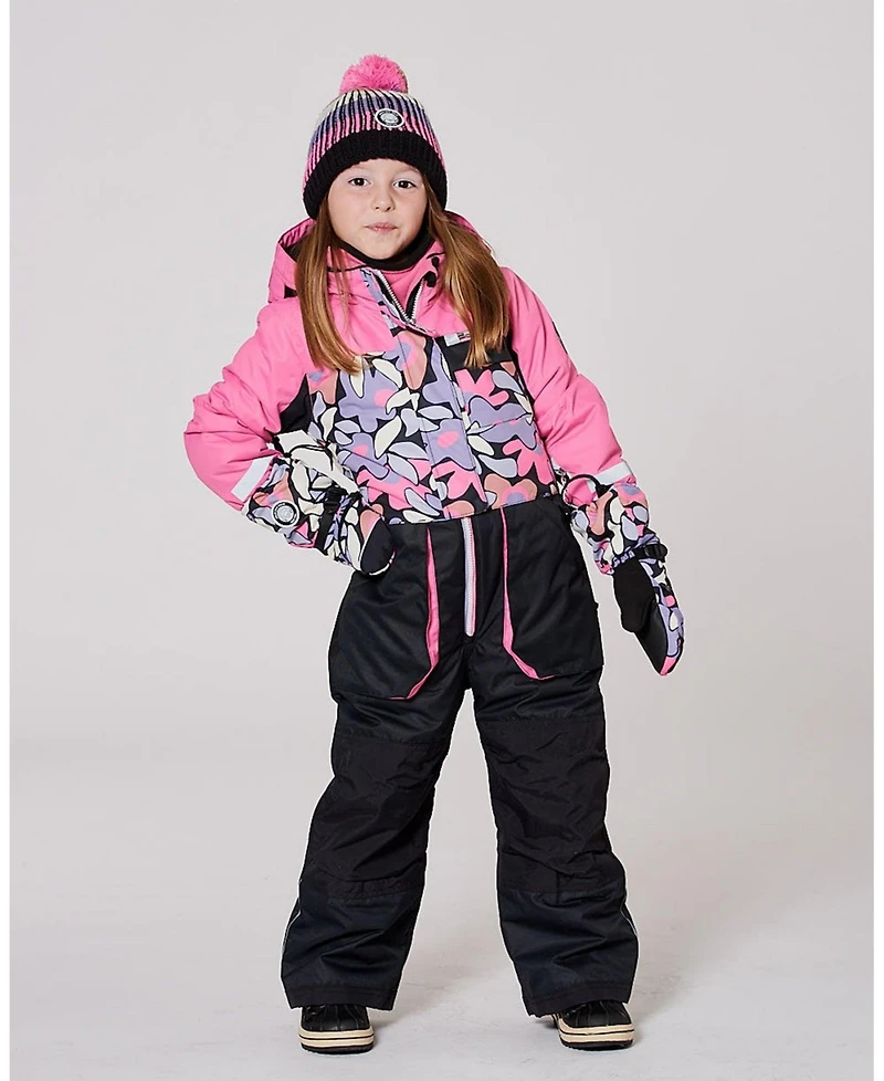 Deux par Girl One-Piece Play Snowsuit Black Retro Flower Print
