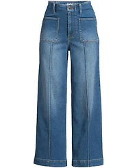 Lands' End Women's Recover Denim High Rise Patch Pocket Extra Wide Leg Crop Jeans