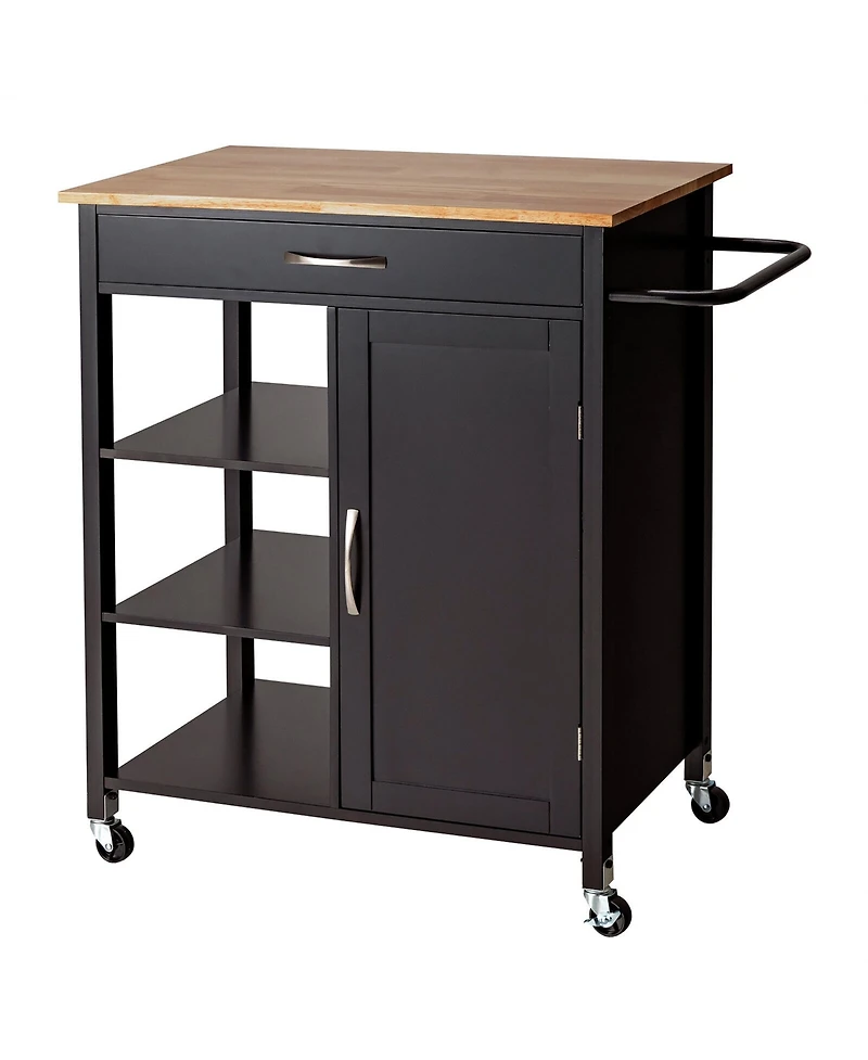 Gymax Mobile Kitchen Island Cart Serving Utility Trolley Drawer Shelf Towel Rack