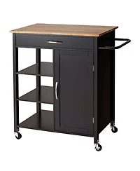 Gymax Mobile Kitchen Island Cart Serving Utility Trolley Drawer Shelf Towel Rack