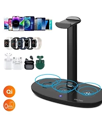 Delton HS1 3-in-1 Wireless Charging Stand, 15W Charger for iPhones, Qi Devices (DHSWC1)