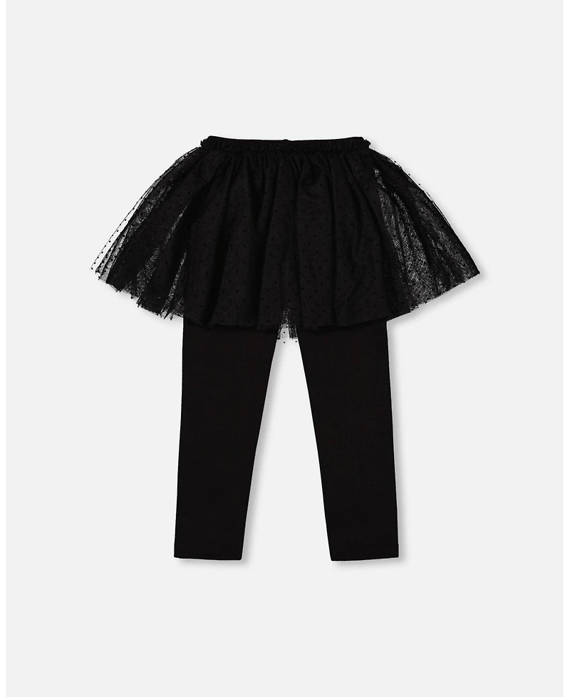 Deux par Baby Girls Leggings with Tulle Skirt Black