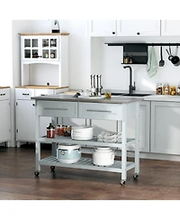 Halifax North America Mobile Kitchen Assistant: Gray Utility Cart with Stainless Top & Drawers