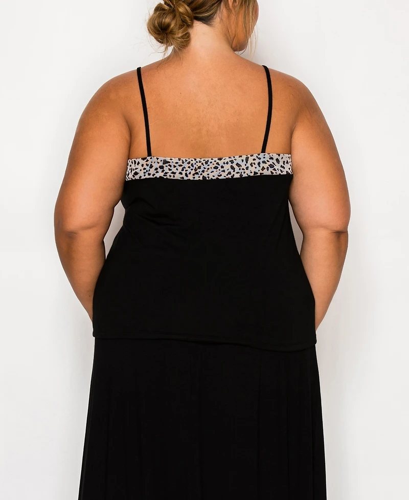 Coin 1804 Plus Pebble Mesh Mix Panel Camisole Tank Top