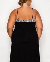 Coin 1804 Plus Pebble Mesh Mix Panel Camisole Tank Top