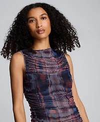Kenneth Cole Women's Printed Ruched Midi Dress