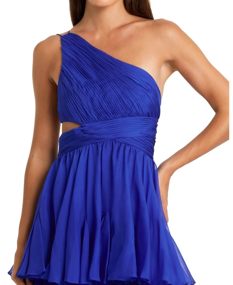 Mac Duggal Women's One Shoulder Tiered Chiffon Gown