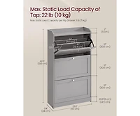 Songmics Home Shoe Cabinet with 3 Flip Drawers, Dove Gray