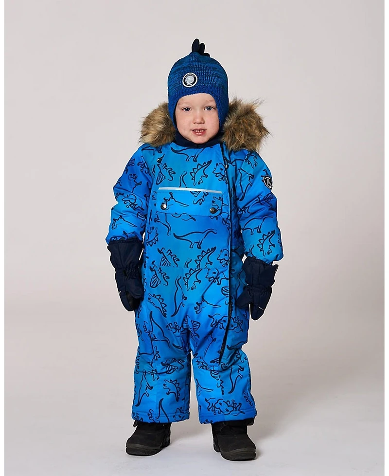 Deux par Baby Boy One-Piece Play Snowsuit Designed for Car Seat Blue Gradient Dinosaur Print - Baby|Toddler