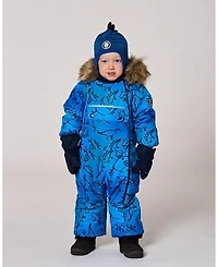 Deux par Baby Boy One-Piece Play Snowsuit Designed for Car Seat Blue Gradient Dinosaur Print - Baby|Toddler