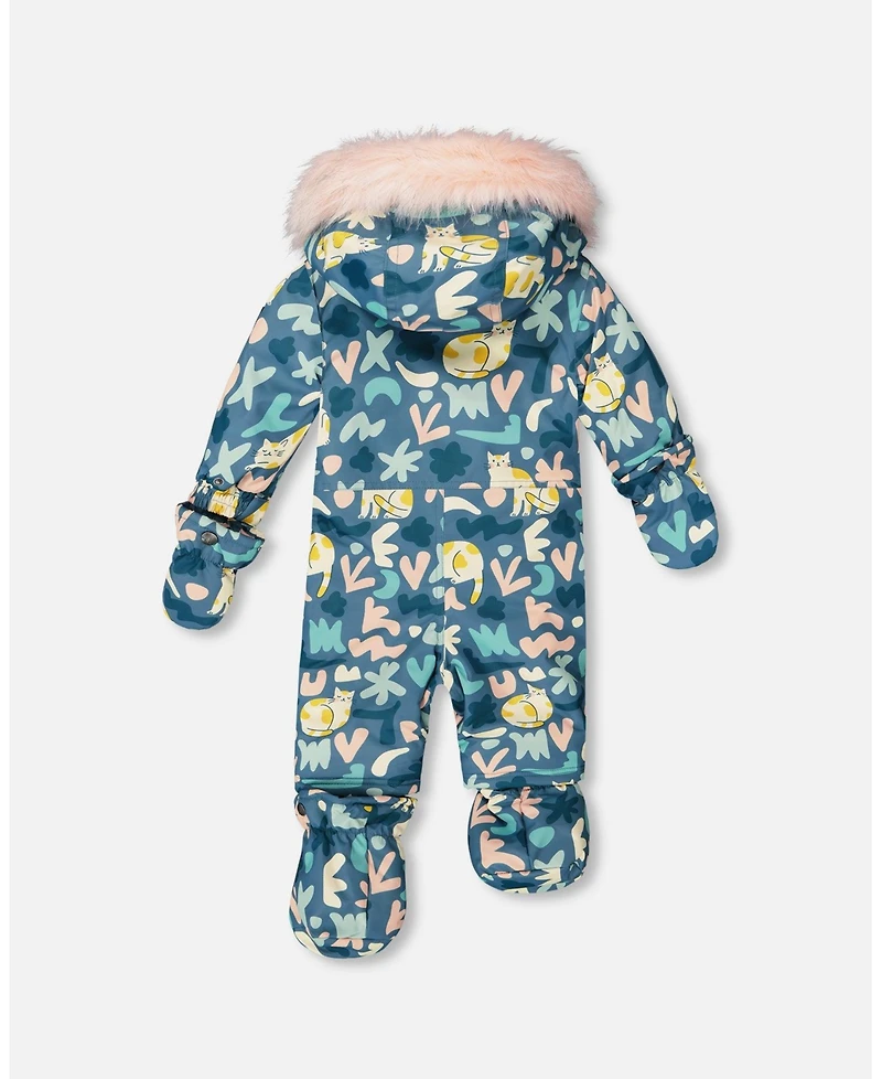 Deux par Baby Girls One-Piece Play Snowsuit Designed for Car Seat Cat Print