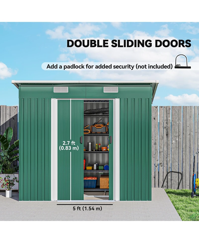 Outsunny 7' x 4' Metal Outdoor Storage Shed with Lockable Doors,