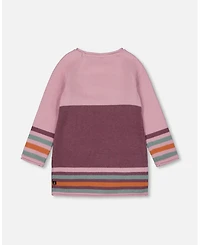 Deux par Baby Girl Knitted Dress Dusty Pink with Cat