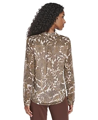 Tommy Hilfiger Women's Paisley Ruffle Long Sleeve Blouse
