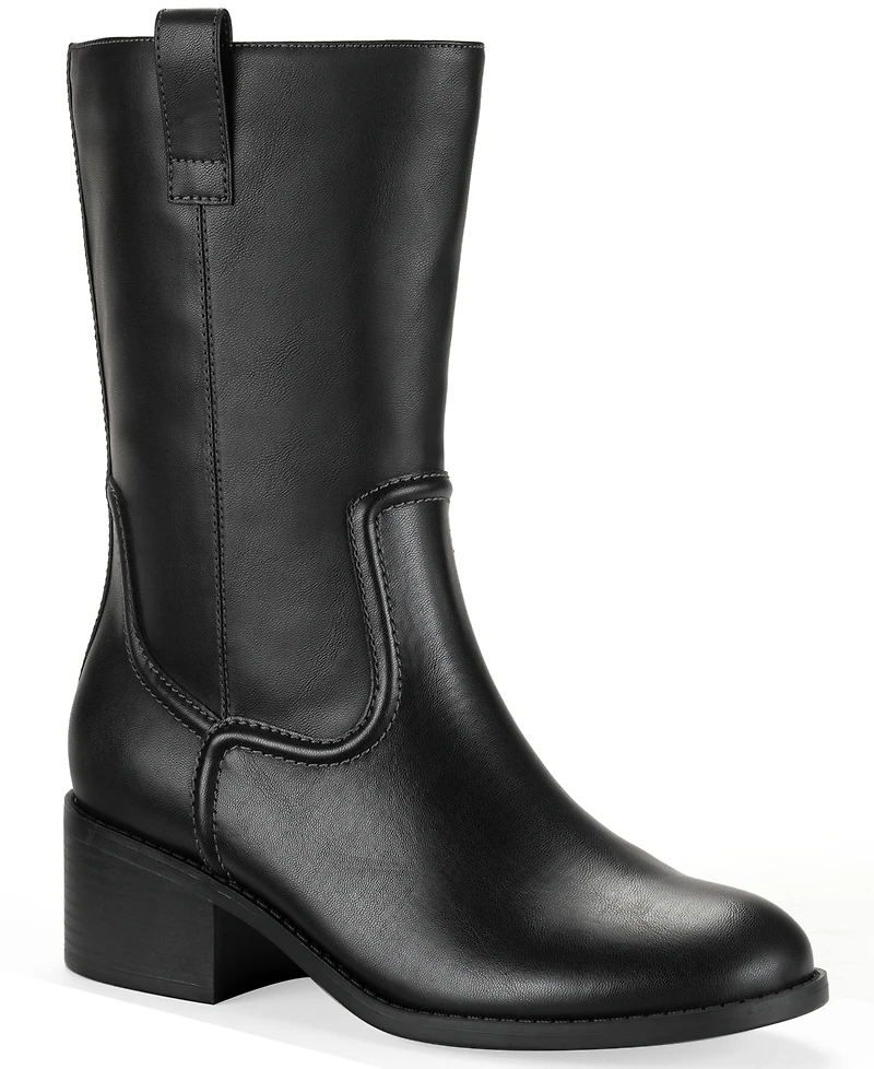 Style & Co Women's Inezz Mid Shaft Faux-Leather Boots, Macy's Exclusive